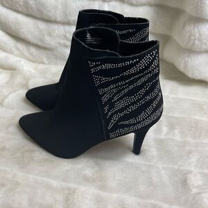 Me too  Eliza black faux suede ankle boots embellished with  silver studs SZ11M